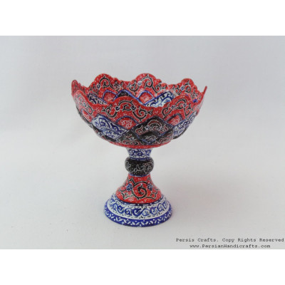 Pedestal Compote Candy Dish - Enamel (Minakari) on Copper - HE3033