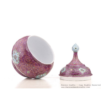 Enamel (Minakari) Sugar Candy Pot Persiada - HE3042 Enamel (Minakari) Sugar Candy Pot Persiada - HE3042