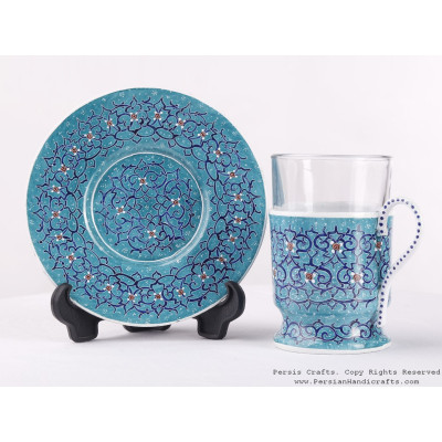 Enamel (Minakari) Tea Cup & Saucer - HE3603 Enamel (Minakari) Tea Cup & Saucer - HE3603
