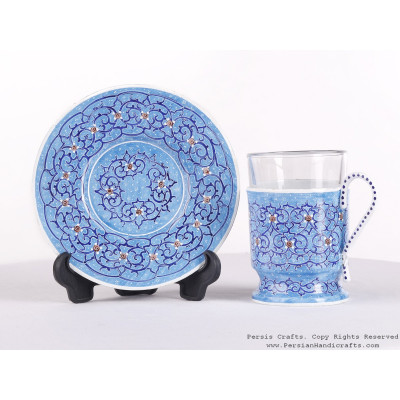 Enamel (Minakari) Tea Cup & Saucer - HE3604