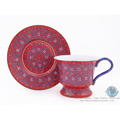 Enamel (Minakari) Tea Cup & Saucer - HE3803 Enamel (Minakari) Tea Cup & Saucer - HE3803