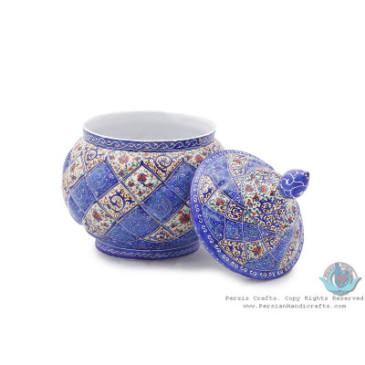 Enamel Classical Eslimi Toranj Minakari Sugar Bowl - HE3912 Enamel Classical Eslimi Toranj Minakari Sugar Bowl - HE3912