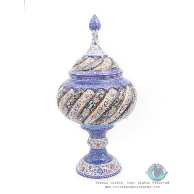 Privileged Enamel Toranj Minakari Pedestal Bowl with Lid - HE3917