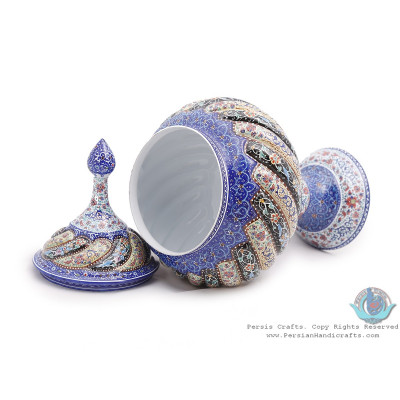 Privileged Enamel Toranj Minakari Pedestal Bowl with Lid - HE3917 Privileged Enamel Toranj Minakari Pedestal Bowl with Lid - HE3917
