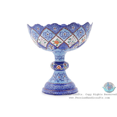 Premium Pedestal Dish w Azure Eslimi Minakari Design - HE4000
