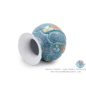 Excellent Flower Vase w Eslimi & Flower on Turquoise Mina - HE4001-Persian Handicrafts