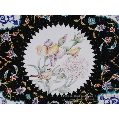 Exceptional Black Wall Plate w Colorful Eslimi Toranj - HE4004