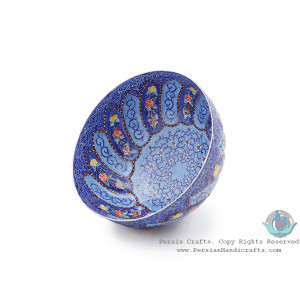 Classy Bowl & Plate Azure Minakari w Flower Eslimi Design- HE4007-Persian Handicrafts