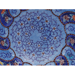 Classy Bowl & Plate Azure Minakari w Flower Eslimi Design- HE4007-Persian Handicrafts