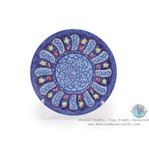 Classy Bowl & Plate Azure Minakari w Flower Eslimi Design- HE4007-Persian Handicrafts