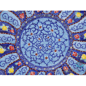 Classy Bowl & Plate Azure Minakari w Flower Eslimi Design- HE4007-Persian Handicrafts