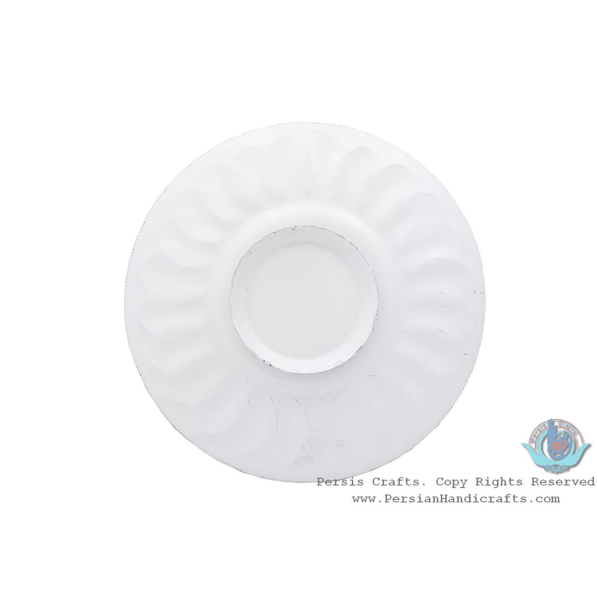 Classy Bowl & Plate Azure Minakari w Flower Eslimi Design- HE4007-Persian Handicrafts