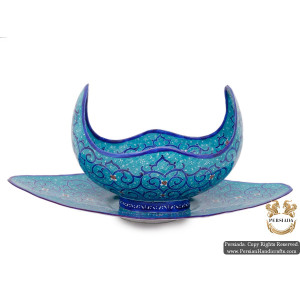 Kashkool Candy Dish & Plate | Hand Painted Minakari | HE5103-Persian Handicrafts