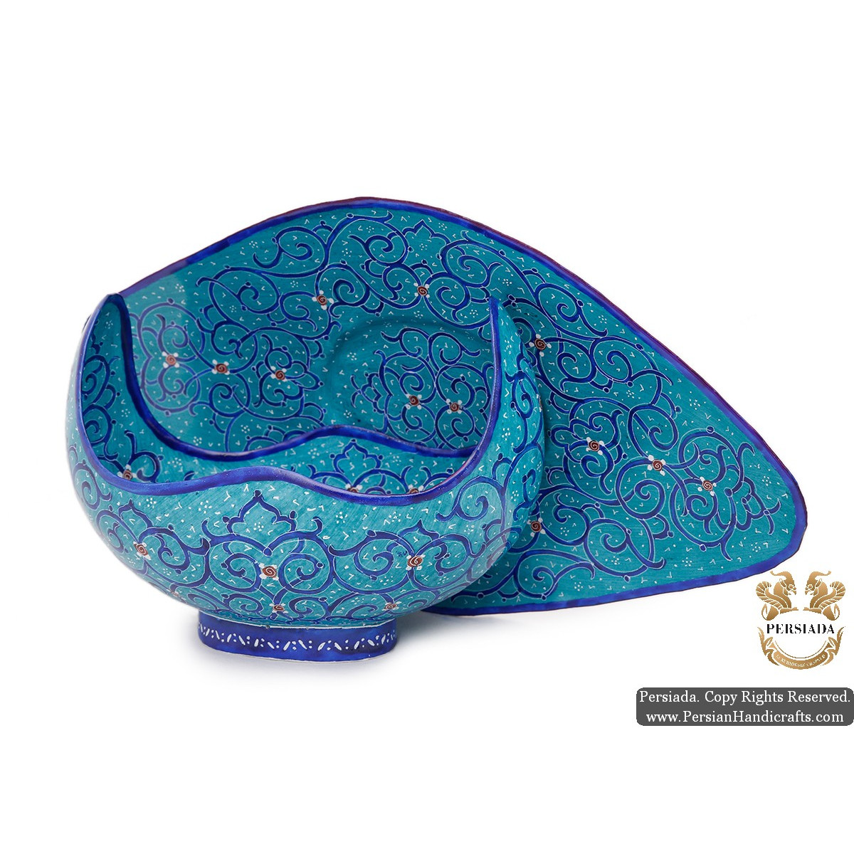 Kashkool Candy Dish & Plate | Hand Painted Minakari | HE5103-Persian Handicrafts
