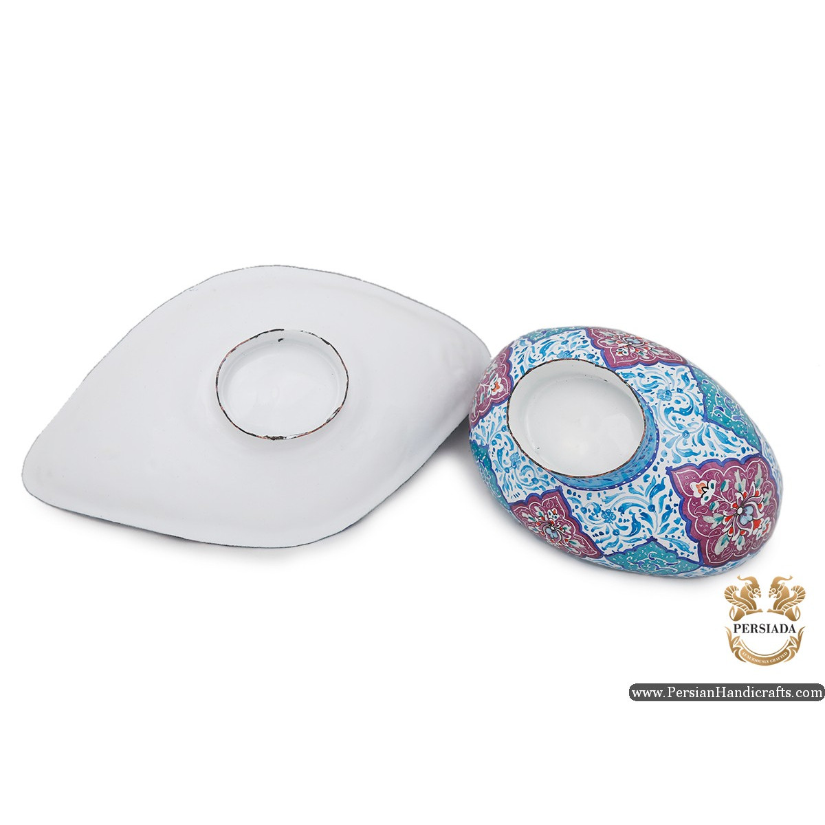 Kashkool Candy Dish & Plate | Hand Painted Minakari | Persiada HE6103