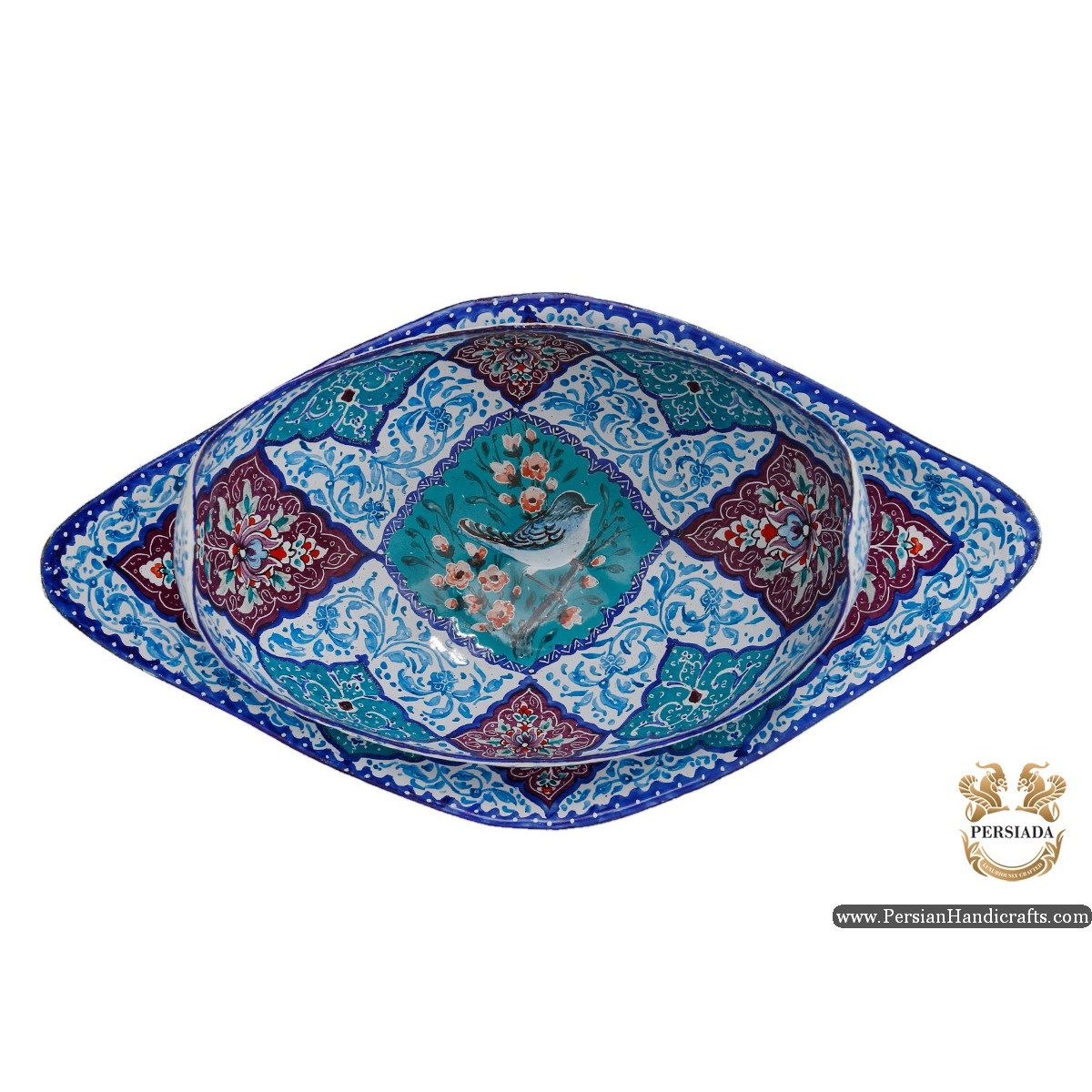 Kashkool Candy Dish & Plate | Hand Painted Minakari | Persiada HE6103