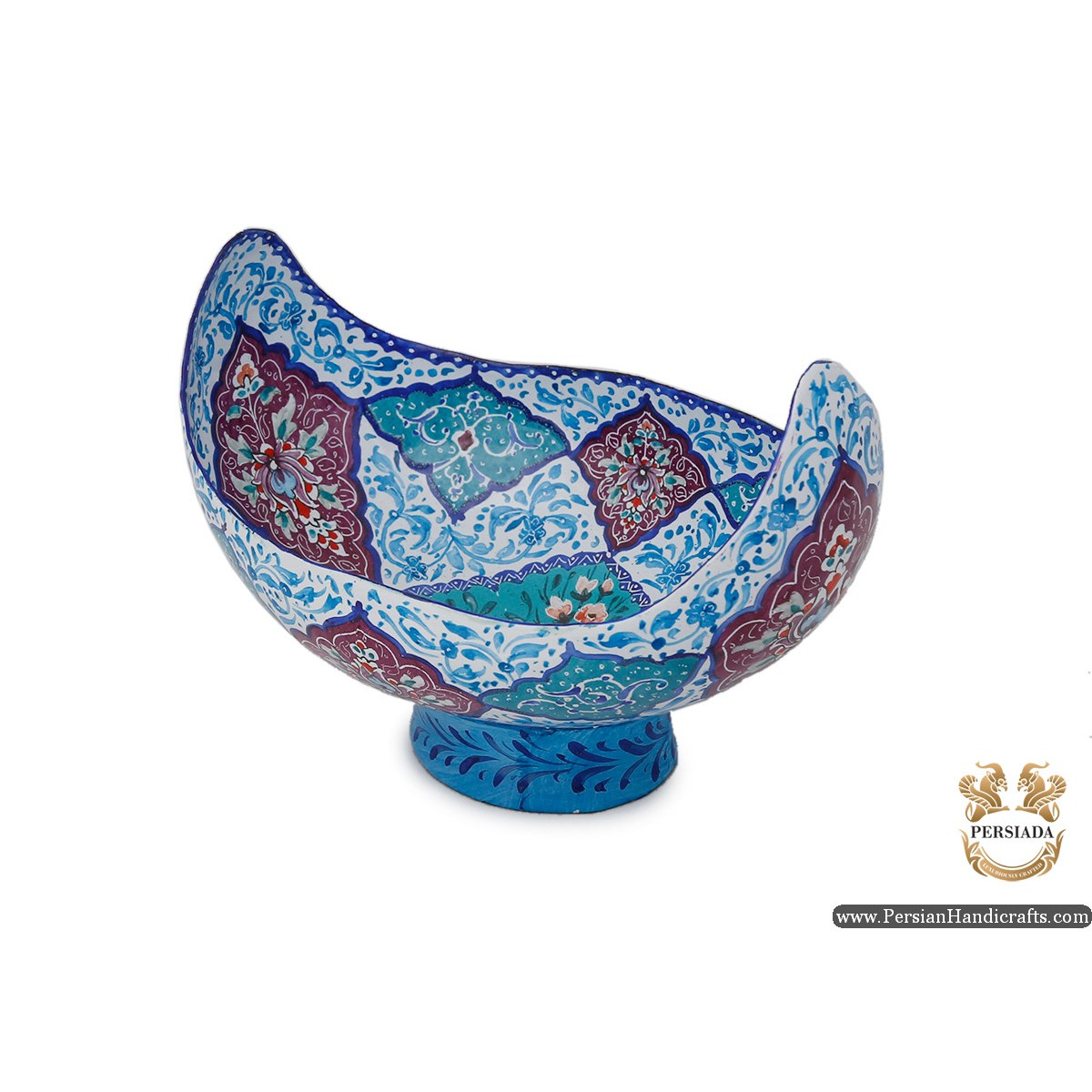 Kashkool Candy Dish & Plate | Hand Painted Minakari | Persiada HE6103