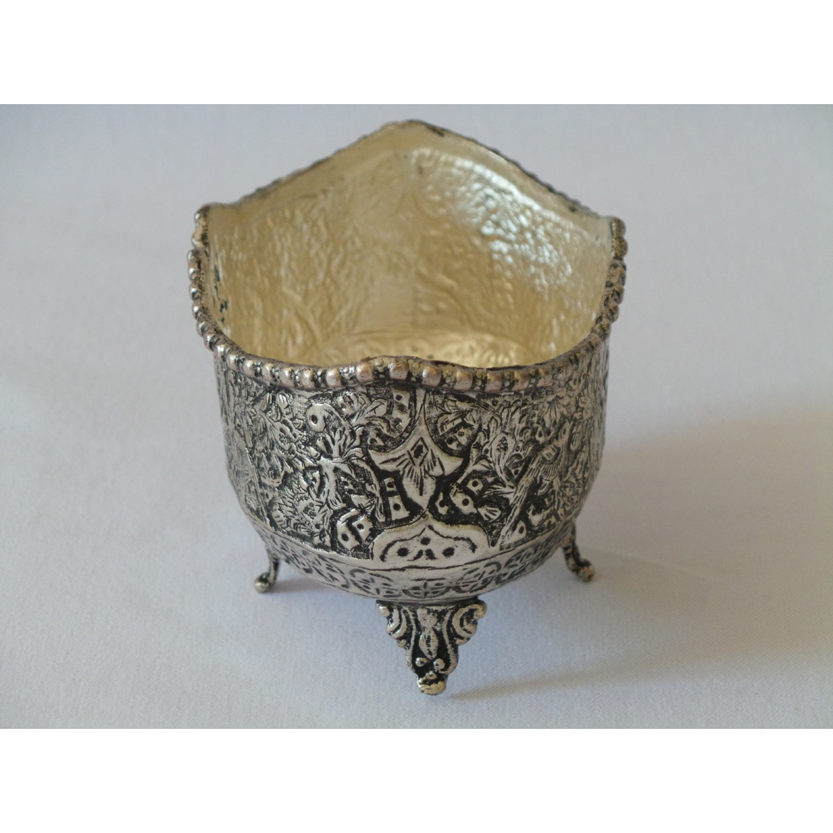 Hand Engraving on Sliver Plated Candy/Nut Oval Bowl - HG2002-Persian Handicrafts