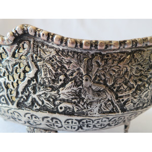Hand Engraving on Sliver Plated Candy/Nut Oval Bowl - HG2002-Persian Handicrafts