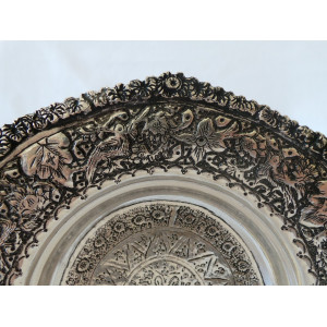 Hand Engraving on Sliver Plated Bowl Plate - HG2004-Persian Handicrafts