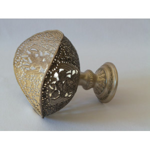 Hand Engraving on Sliver Plated Candy/Nut Pedestal Oval Bowl - HG2005-Persian Handicrafts