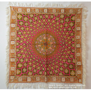 Persian Tapestry (Ghalamkar) Gonbad Style Tablecloth - HGH3609-Persian Handicrafts