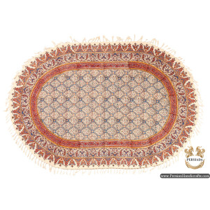 Oval Tablecloth | Hand Printed Ghalamkar | Persiada HGH6111