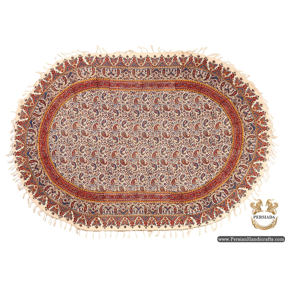 Oval Tablecloth | Hand Printed Ghalamkar | Persiada HGH6112