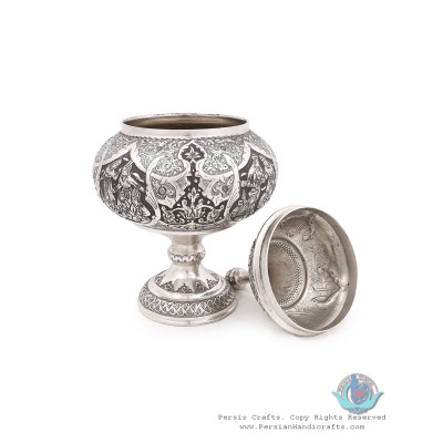 Traditional Handgraved Persian Banquet on Pedestal Dish - HGL3901 Traditional Handgraved Persian Banquet on Pedestal Dish - HGL3901