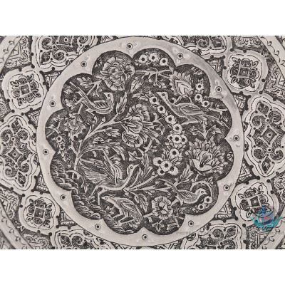 Handgraved Persian Flower & Bird on Wall Hanging Plate - HGL3905 Handgraved Persian Flower & Bird on Wall Hanging Plate - HGL3905