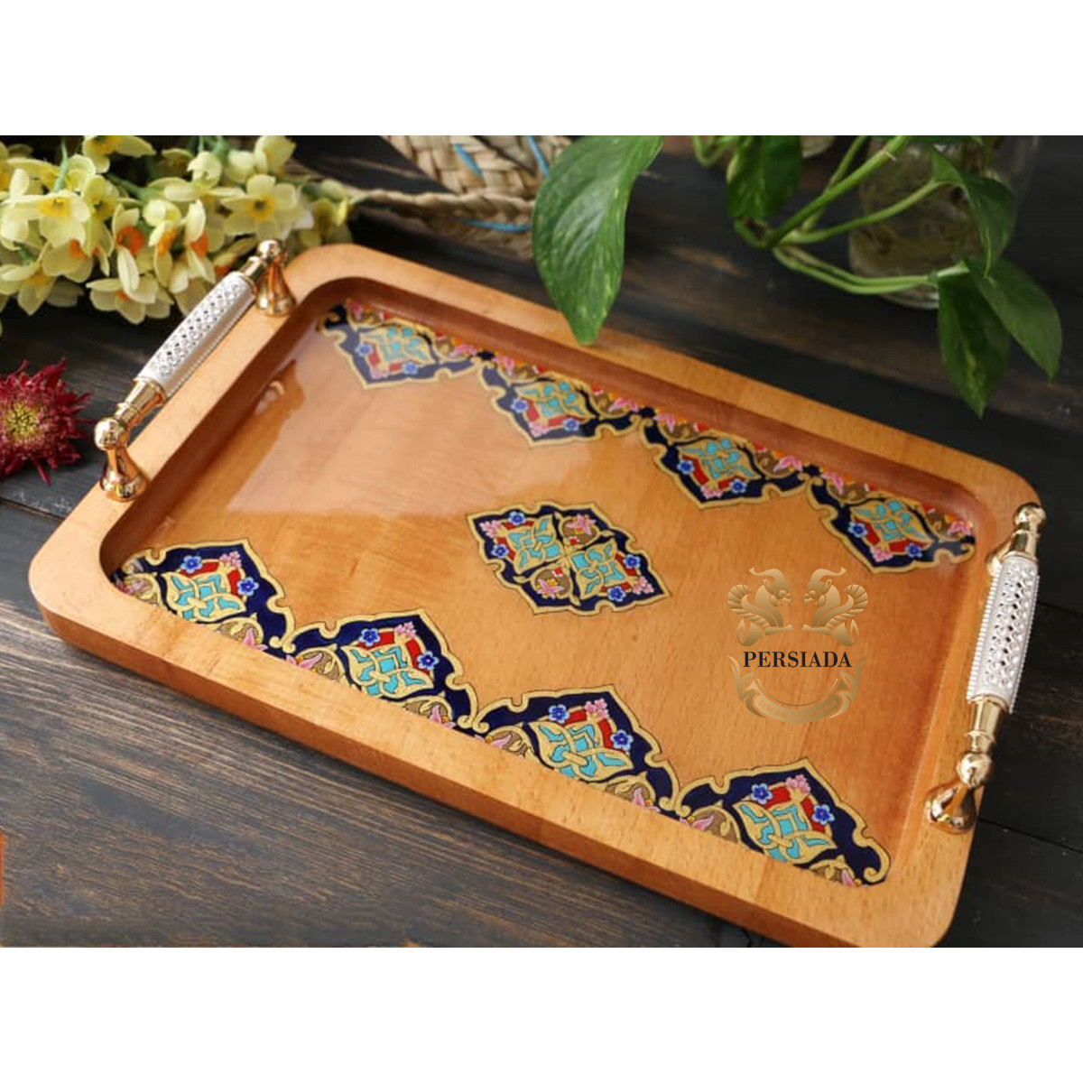 Large Tea Tray | Handmade Beach Wood | PHW703 | Persiada