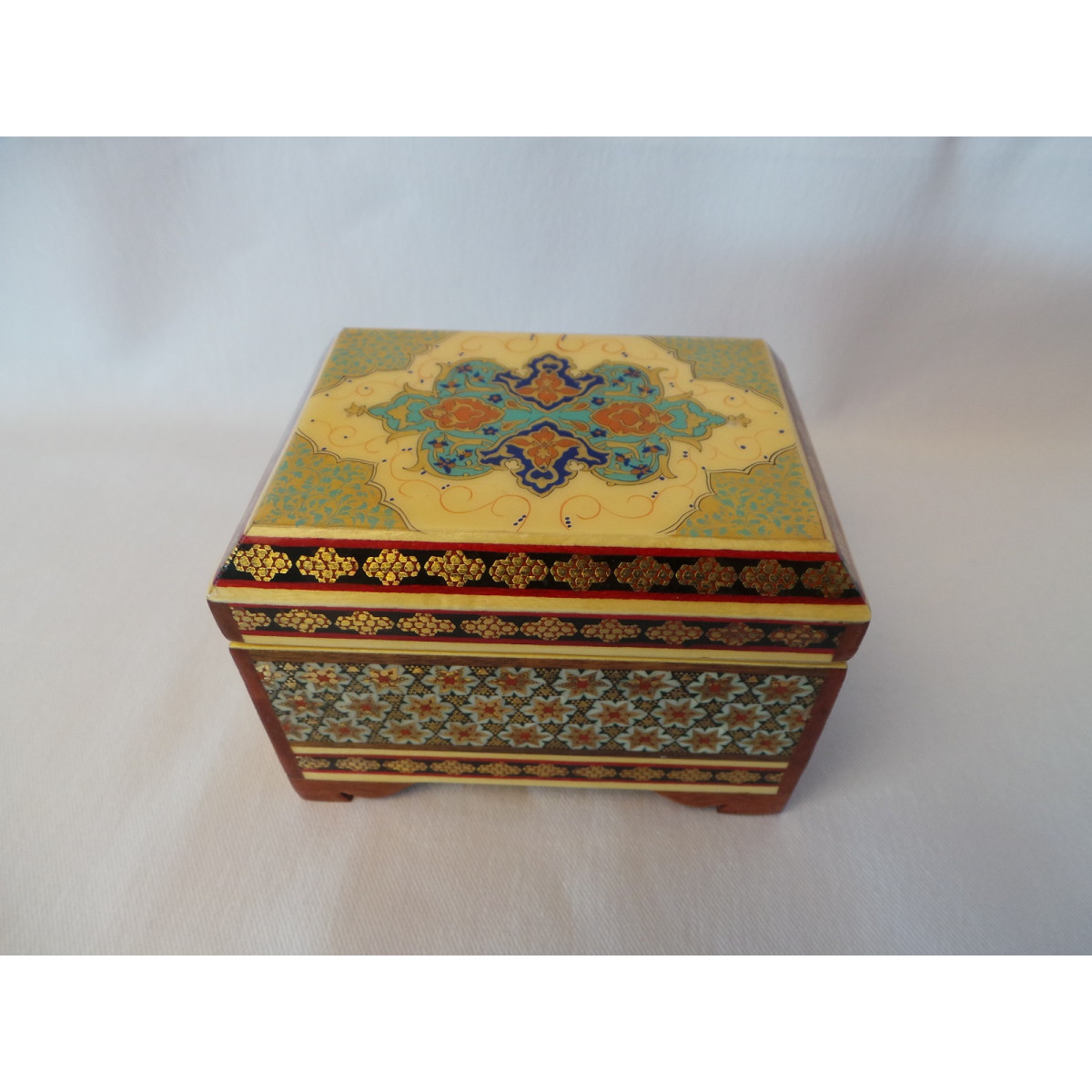 Wood and Copper Inlaying Jewelry Box - HI1011-Persian Handicrafts