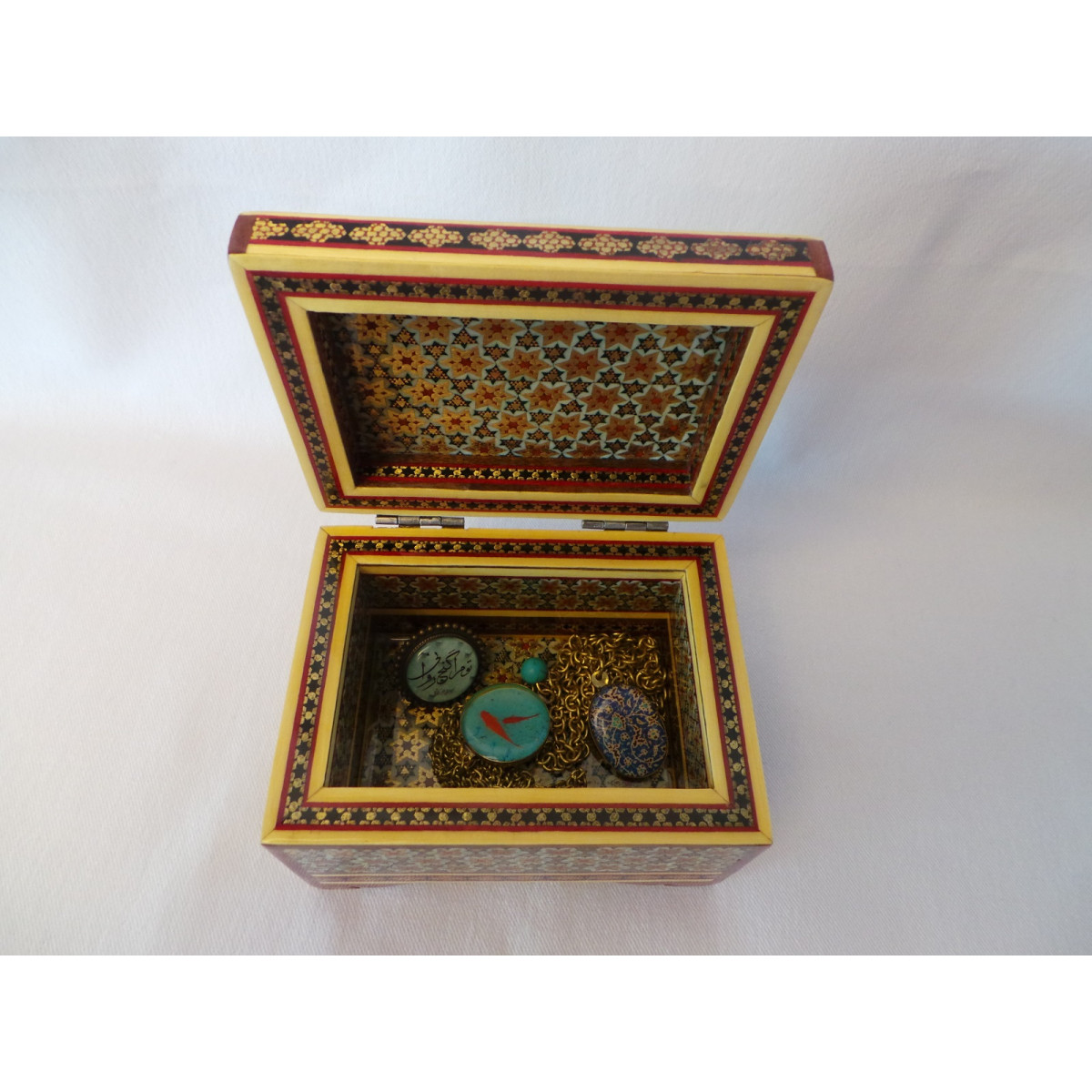 Wood and Copper Inlaying Jewelry Box - HI1011-Persian Handicrafts