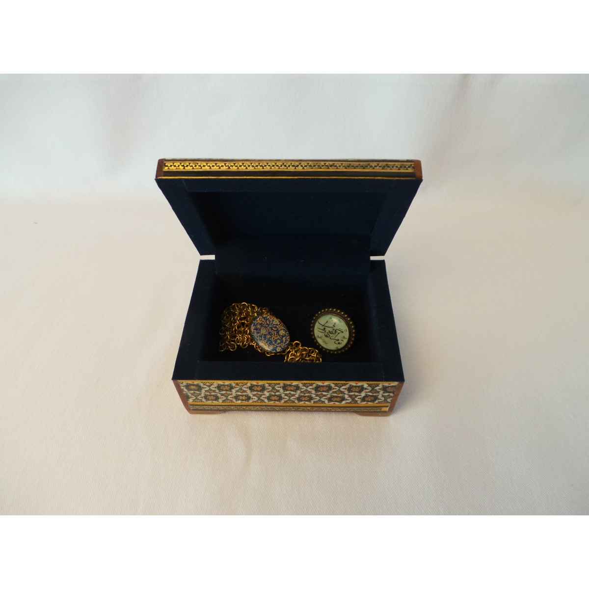 Wood and Copper Inlaying Jewelry Box - HI1012-Persian Handicrafts