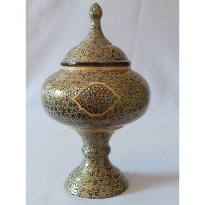 Khatam on Copper Pedestal Bowl Dish - HKH2040