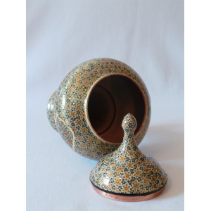 Khatam on Copper Pedestal Bowl Dish - HKH2040-Persian Handicrafts
