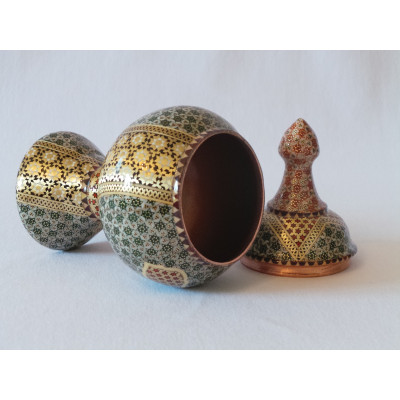 Khatam on Copper Pedestal Bowl Dish - HKH2041