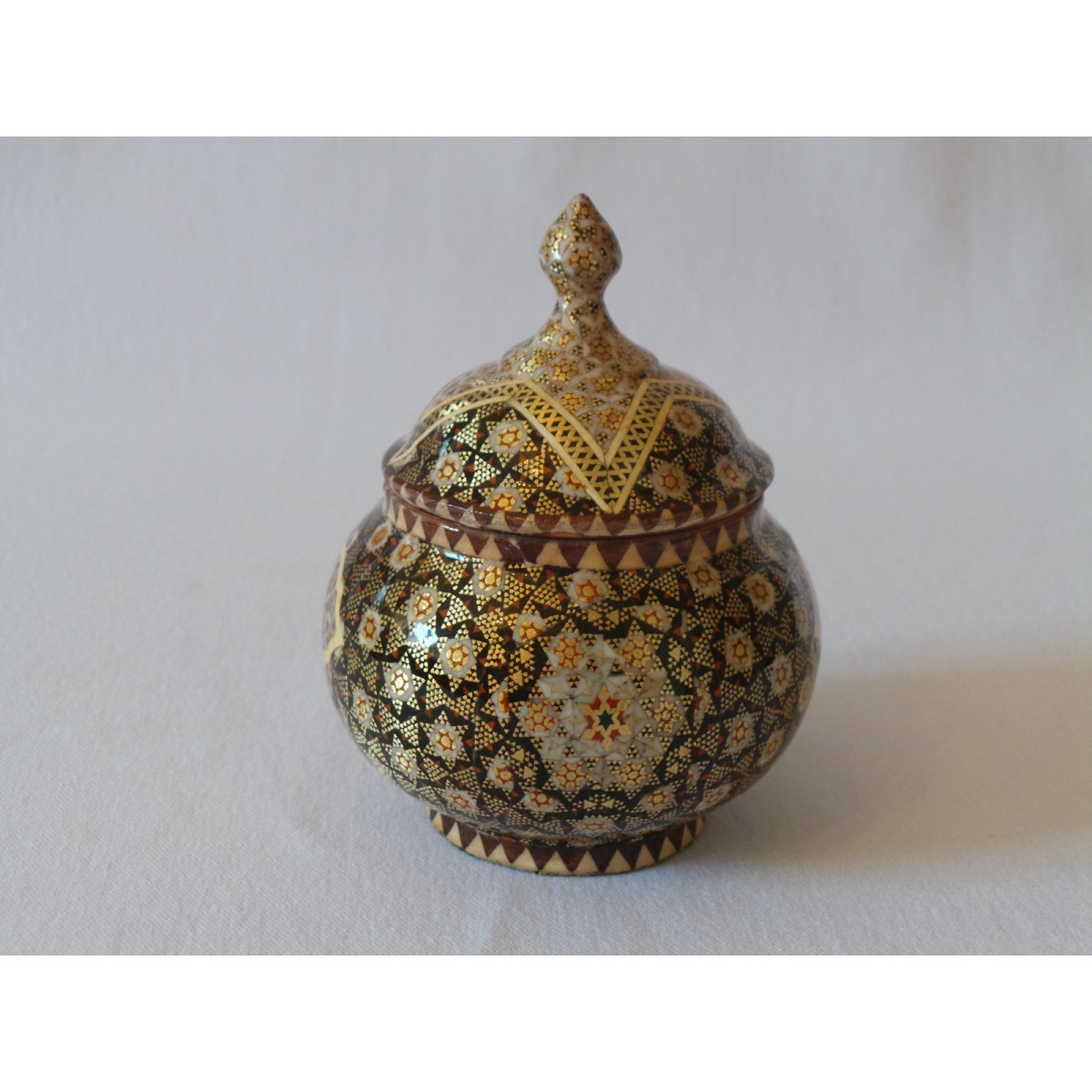 Khatam on Copper Sugar/Candy Bowl Dish - HKH2042-Persian Handicrafts