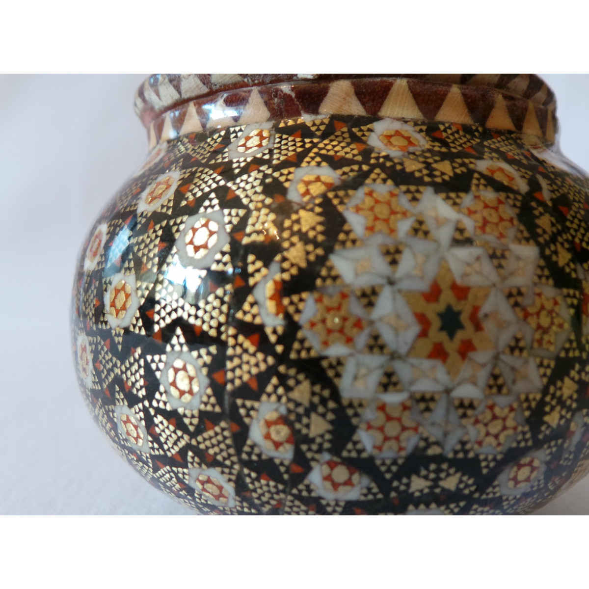 Khatam on Copper Sugar/Candy Bowl Dish - HKH2042-Persian Handicrafts