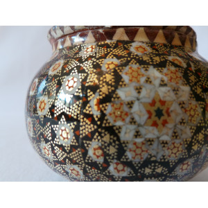 Khatam on Copper Sugar/Candy Bowl Dish - HKH2042-Persian Handicrafts