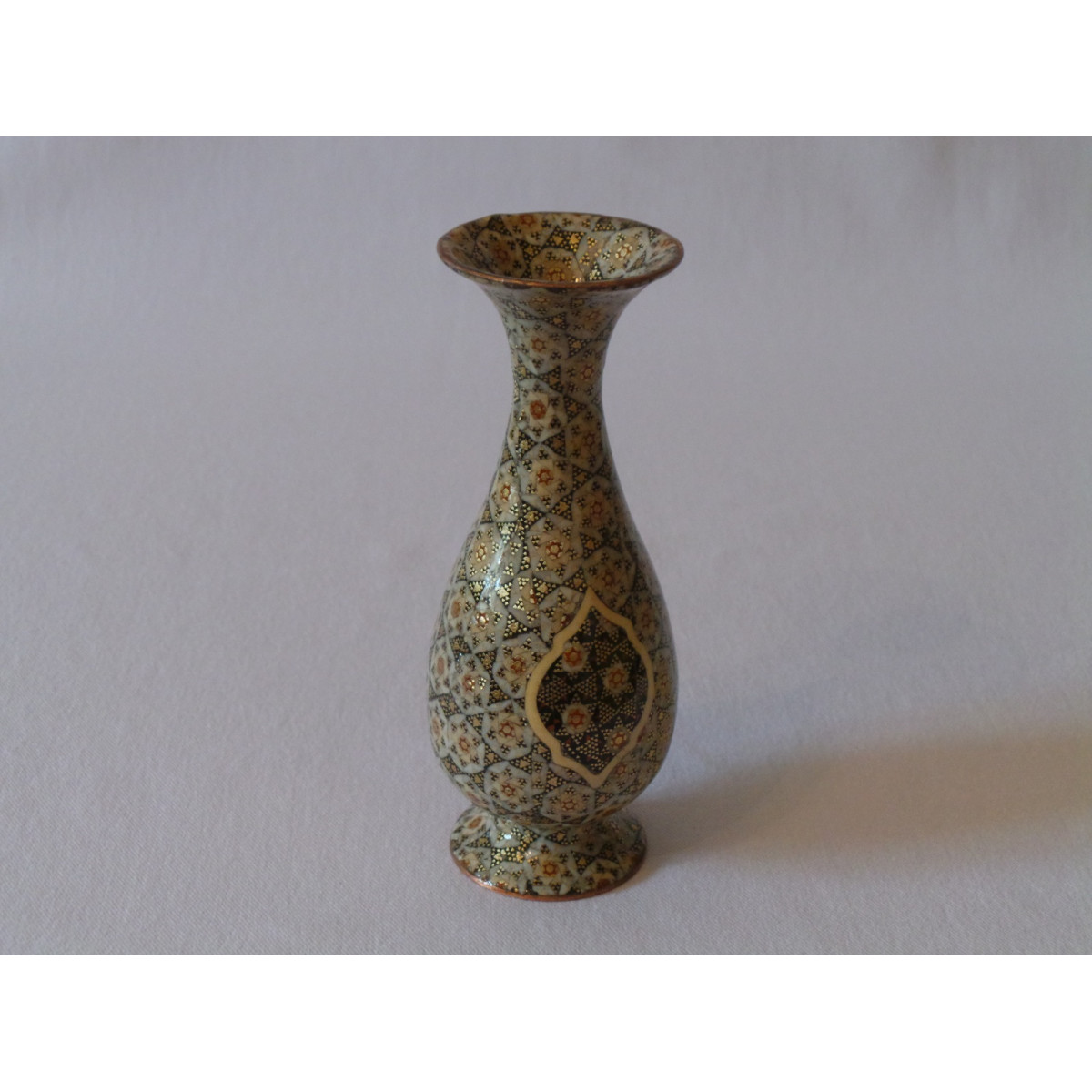 Khatam on Copper Flower Vase - HKH2043-Persian Handicrafts