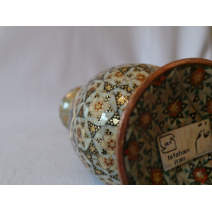 Khatam on Copper Flower Vase - HKH2043-Persian Handicrafts