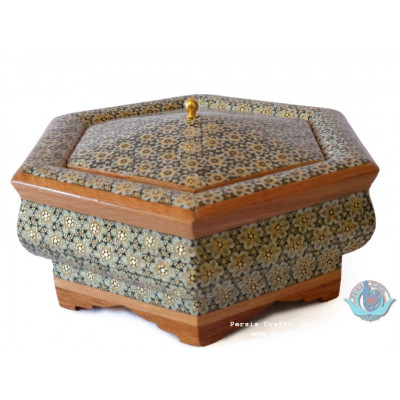 Khatam on Wood Candy/Nuts Hexagon Dish - HKH2045