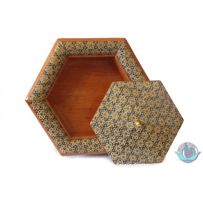 Khatam on Wood Candy/Nuts Hexagon Dish - HKH2045