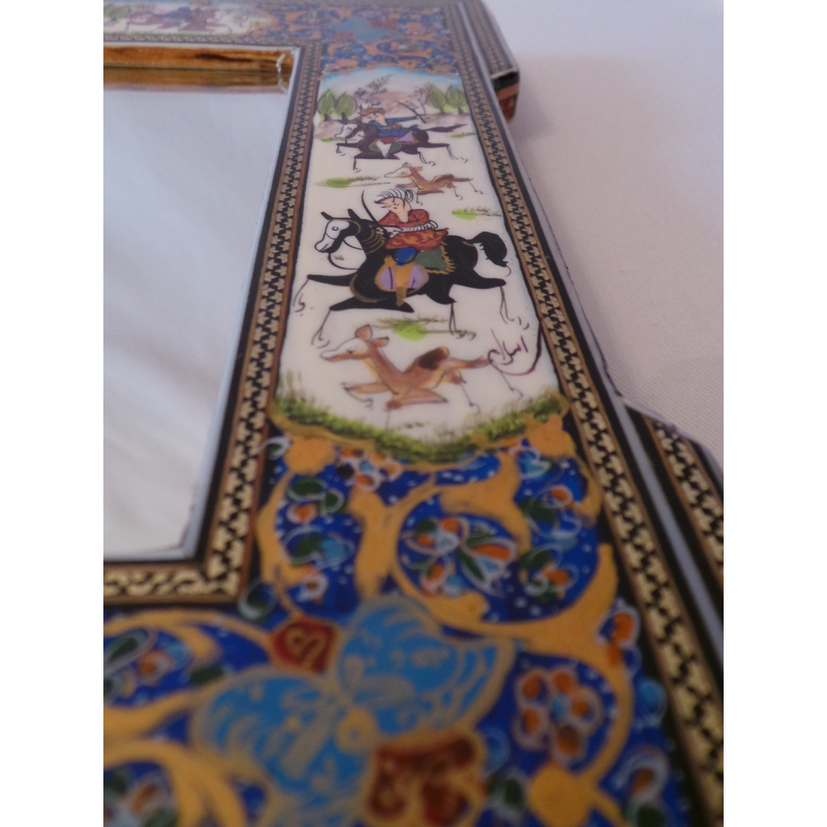Khatam & Miniature on Framed Mirror - HKH2048-Persian Handicrafts