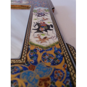 Khatam & Miniature on Framed Mirror - HKH2048-Persian Handicrafts