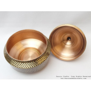 Khatam on Copper Candy Bowl Dish - HKH3003-Persian Handicrafts