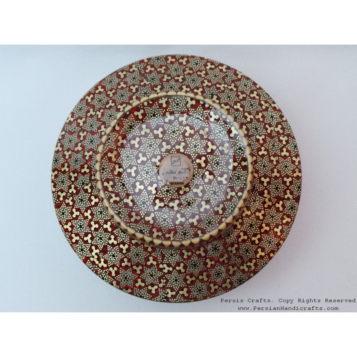 Khatam on Copper Candy Bowl Dish - HKH3003-Persian Handicrafts
