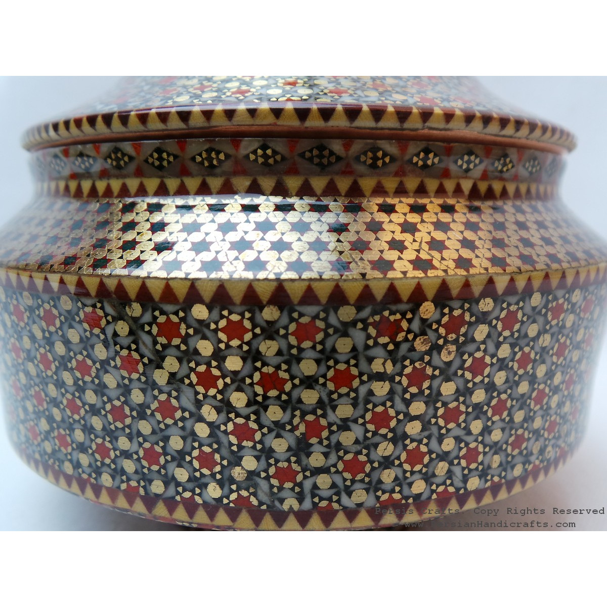 Khatam on Copper Candy Bowl Dish - HKH3003-Persian Handicrafts