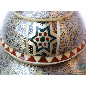 Khatam on Copper Pedestal Bowl Dish - HKH3004-Persian Handicrafts